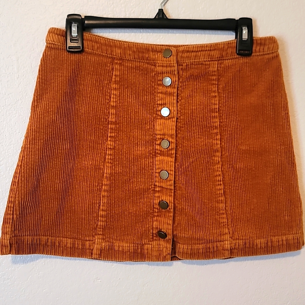Corduroy Rust Button-up Skirt